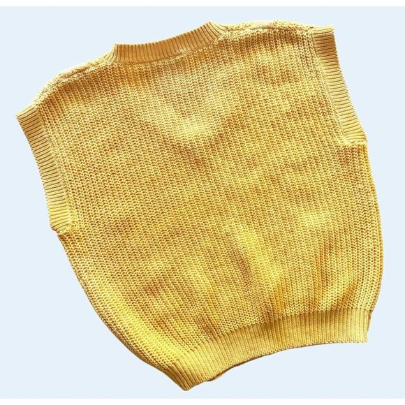 Vintage RUSS Yellow Cable Knit Sleeveless Sweater 80s / 90s Size Sm - Picture 5 of 7